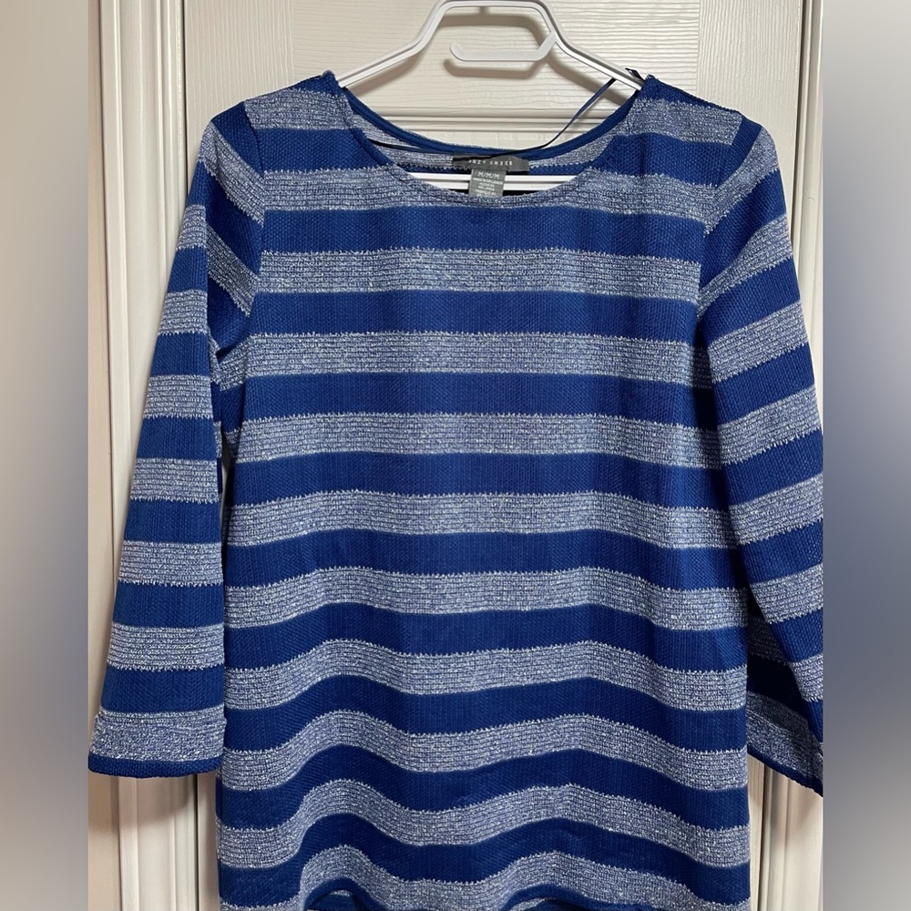 NWOT Navy and White Striped Long Sleeve Top PTP 19”
